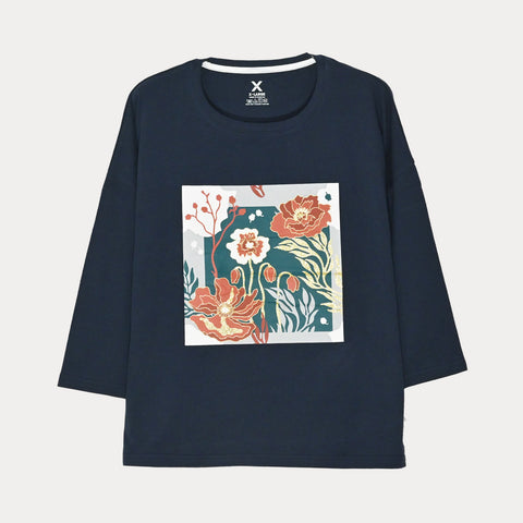 WOMENS QUARTER SLEEVES GRAPHIC TEE
