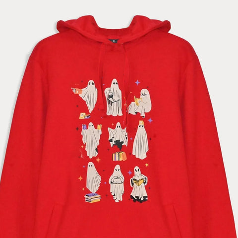WOMEN GRAPHICS PULLOVER HOODIES - RED